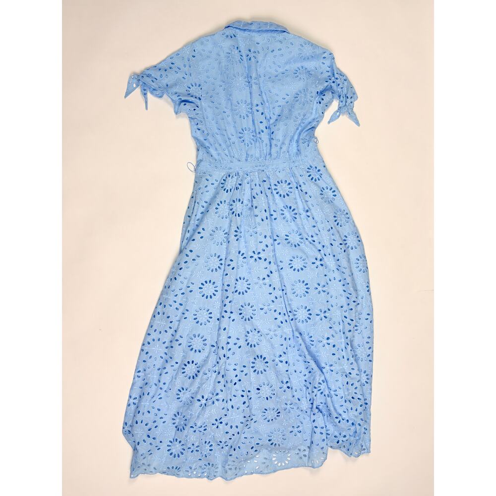 J.Crew Re-Imagined Blue Eyelet Midi Maxi Dress Button Front Cottagecore Coastal - Picture 9 of 16